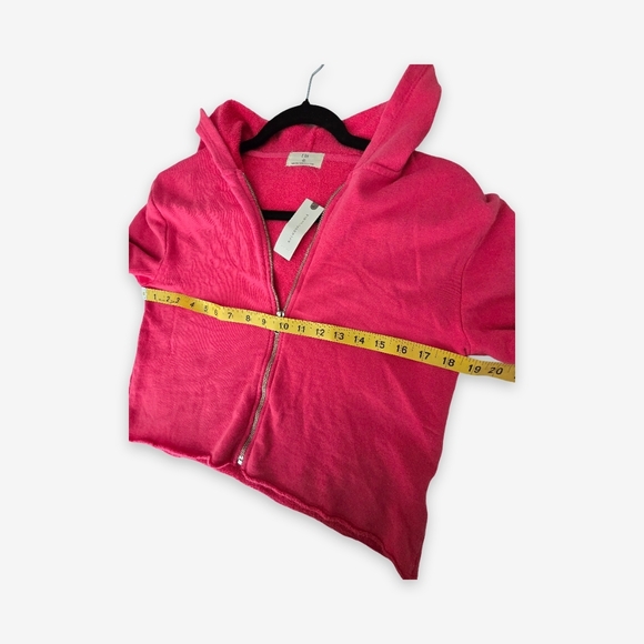 NWT Anthropologie t.la Cropped Zip Hoodie XS Pink Made in USA Raw Hem Y2K - Picture 6 of 13
